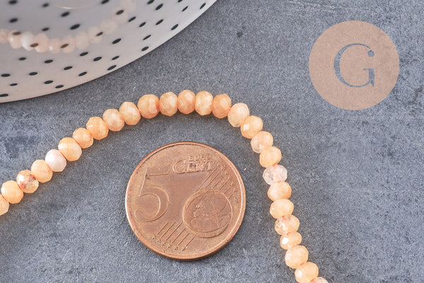 Perle abacus jade naturel teinté orange 4x2mm, x1 fil de 35cm (G2698)