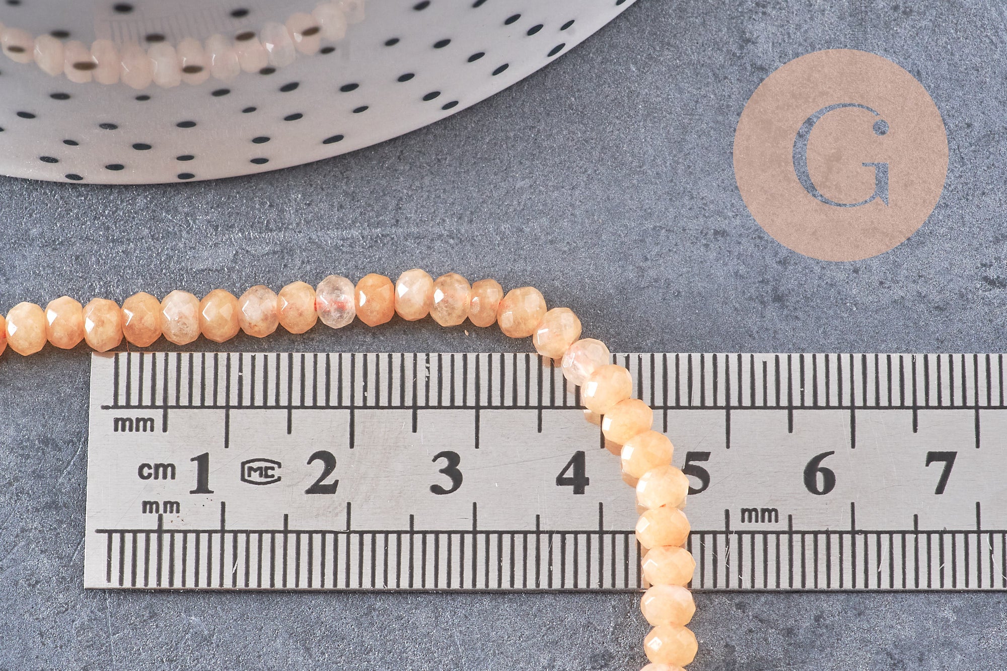 Perle abacus jade naturel teinté orange 4x2mm, x1 fil de 35cm (G2698)