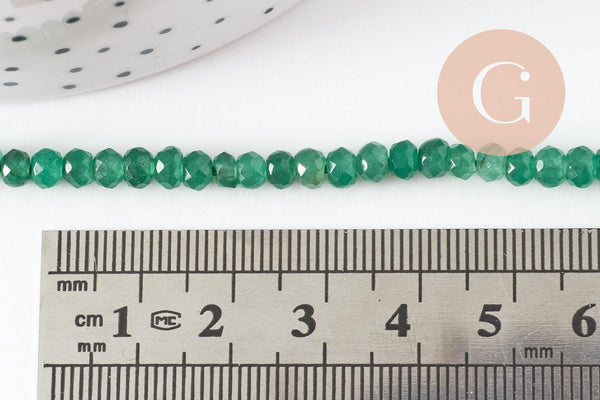 Perle abacus jade naturel teinté vert clair 4x2mm, x1 fil de 35cm (G3070)