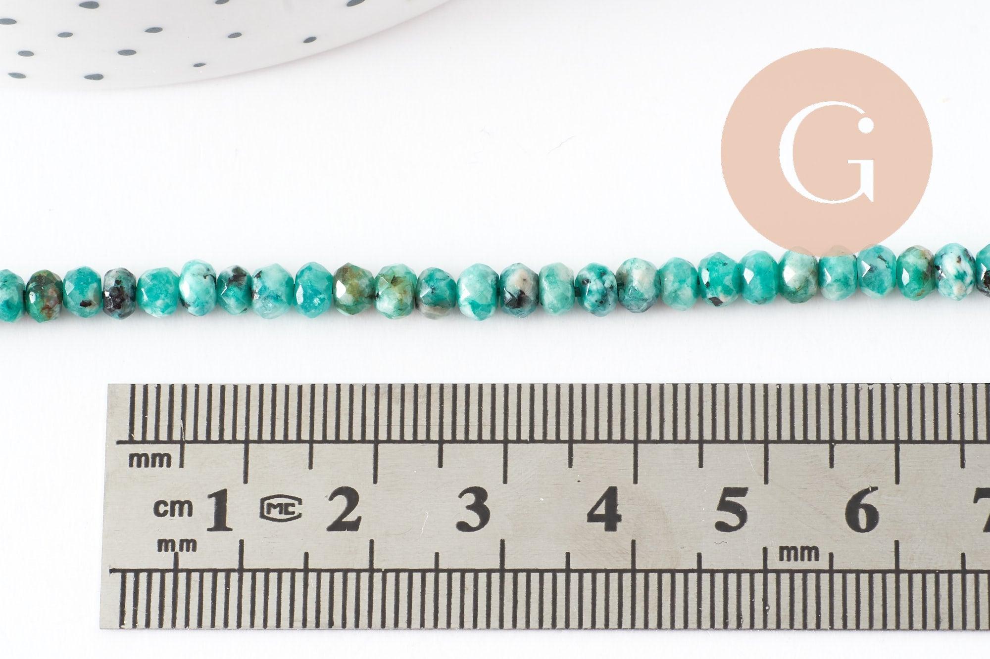 Perle abacus jade naturel vert 4x2mm, x1 fil 36 cm (G0109)