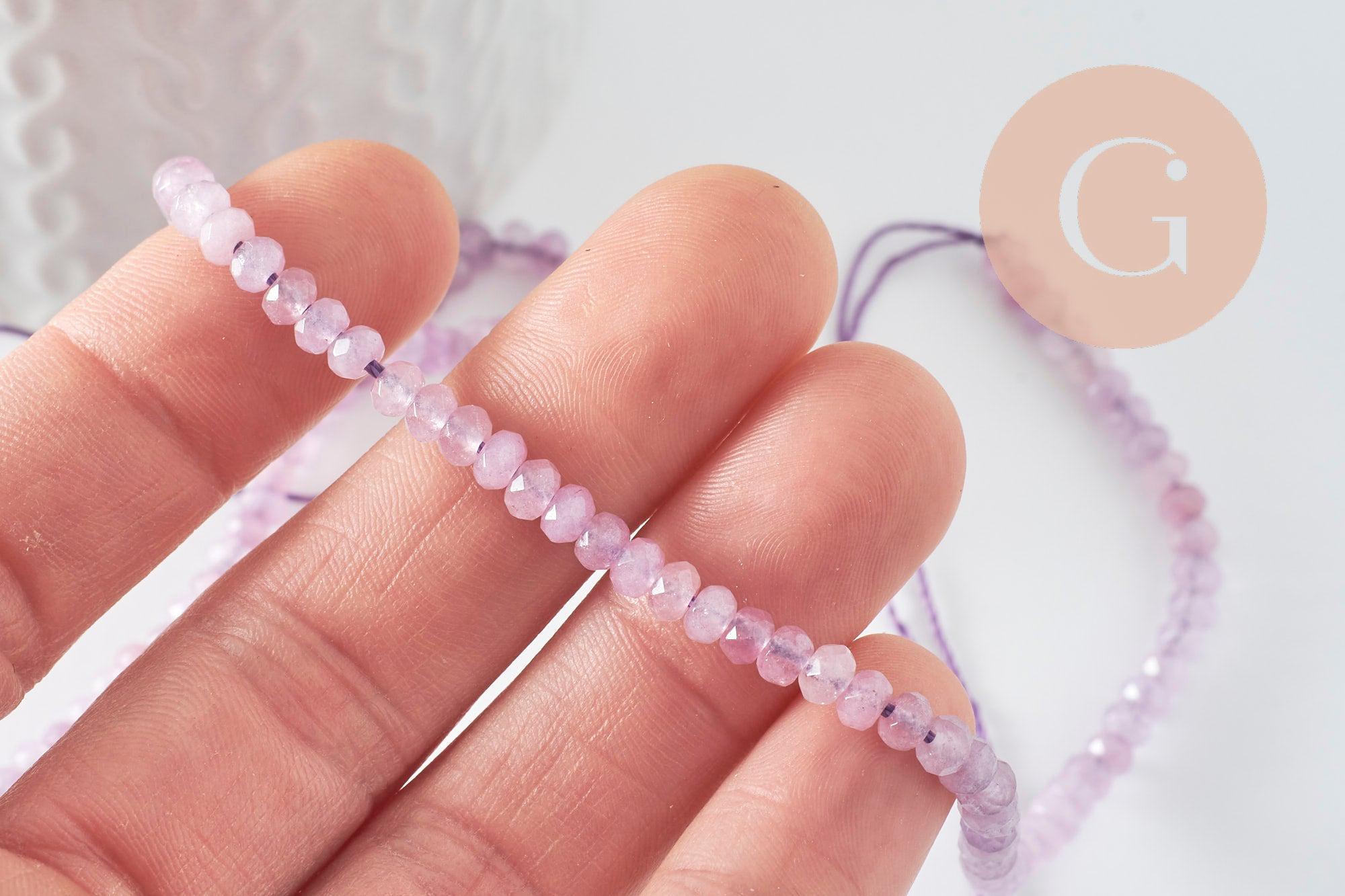 Perle abacus jade rose clair,pierre naturelle,perle facette,jade,4x2mm,fil de 35 cm, x1 (G3069)