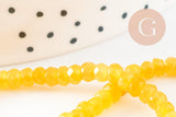 Perle abacus jade teinté jaune, pierre naturelle, jade naturel, 4x2mm,fil 39cm, x1 (G5619)