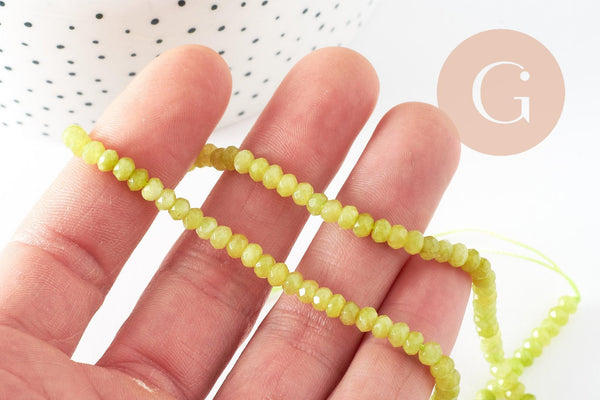 Perle abacus jade vert clair 4x2mm, perle jade, pierre naturelle, perle facette, fil 35cm, x1 (G3002)