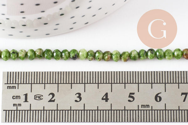 Perle abacus jade vert rose,perle jade pierre naturelle à facette,4x2mm, fil de 36cm, x1 (G4637)