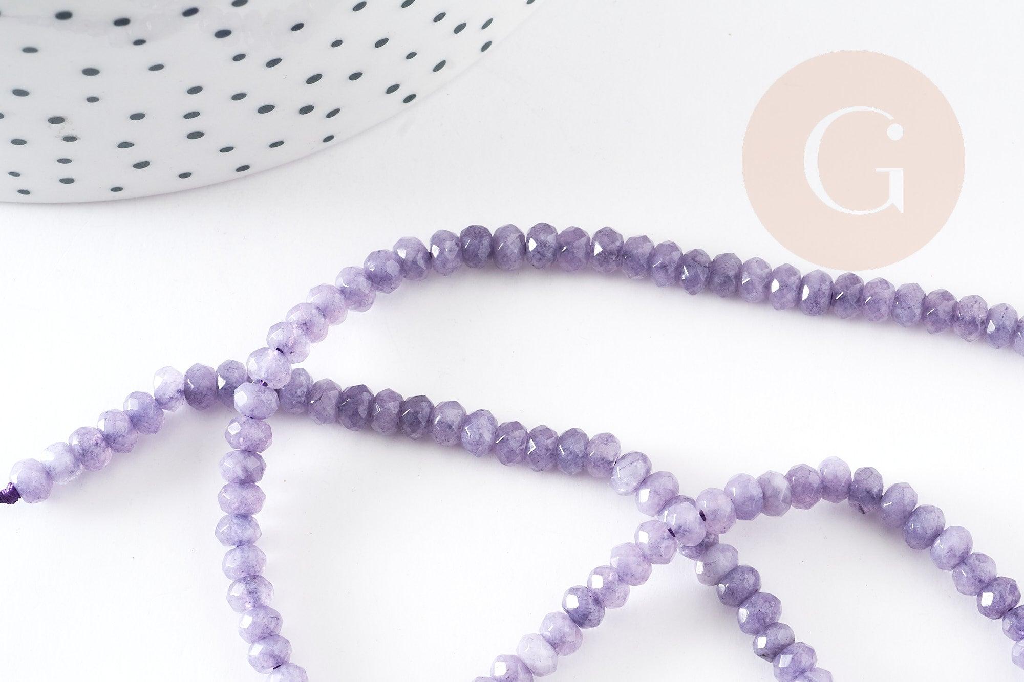 Perle abacus jade violet,perle jade,pierre naturelle,jade naturel,perle pierre,perle facette,jade,4x2mm, fil 35cm, x1 (G4711)
