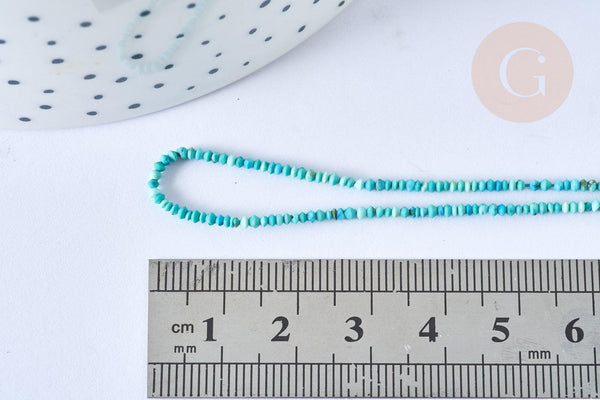 Perle abacus turquoise naturelle 1mm, x1 fil de 30cm (G7224)
