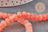 Perle abacus verre rose corail opaque imitation jade 7.5mm, x1 fil de 37cm (G11383)
