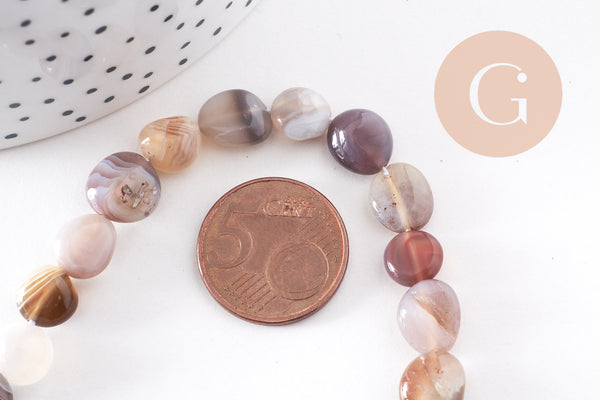 Perle agate Botswana rayée nuggets, perle agate,pierre naturelle,agate naturelle,perle pierre ronde,8-13mm,x1 (G2039)