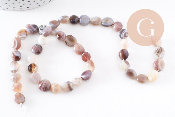 Perle agate Botswana rayée nuggets, perle agate,pierre naturelle,agate naturelle,perle pierre ronde,8-13mm,x1 (G2039)