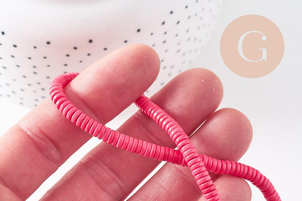 Perle agate heishi rondelle rose 4.5mm, perle agate naturelle, pierre naturelle, fil de 40cm, x1 (G3549)