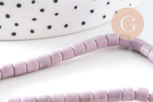 Perle agate heishi tube violet clair 4mm, perle agate naturelle, pierre naturelle, x1 fil de 100 perles (G5863)