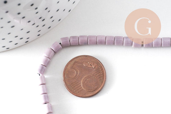 Perle agate heishi tube violet clair 4mm, perle agate naturelle, pierre naturelle, x1 fil de 100 perles (G5863)