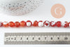 Perle agate naturelle feu rayée orange, 10mm, fil de 38cm, x1 (G1862)