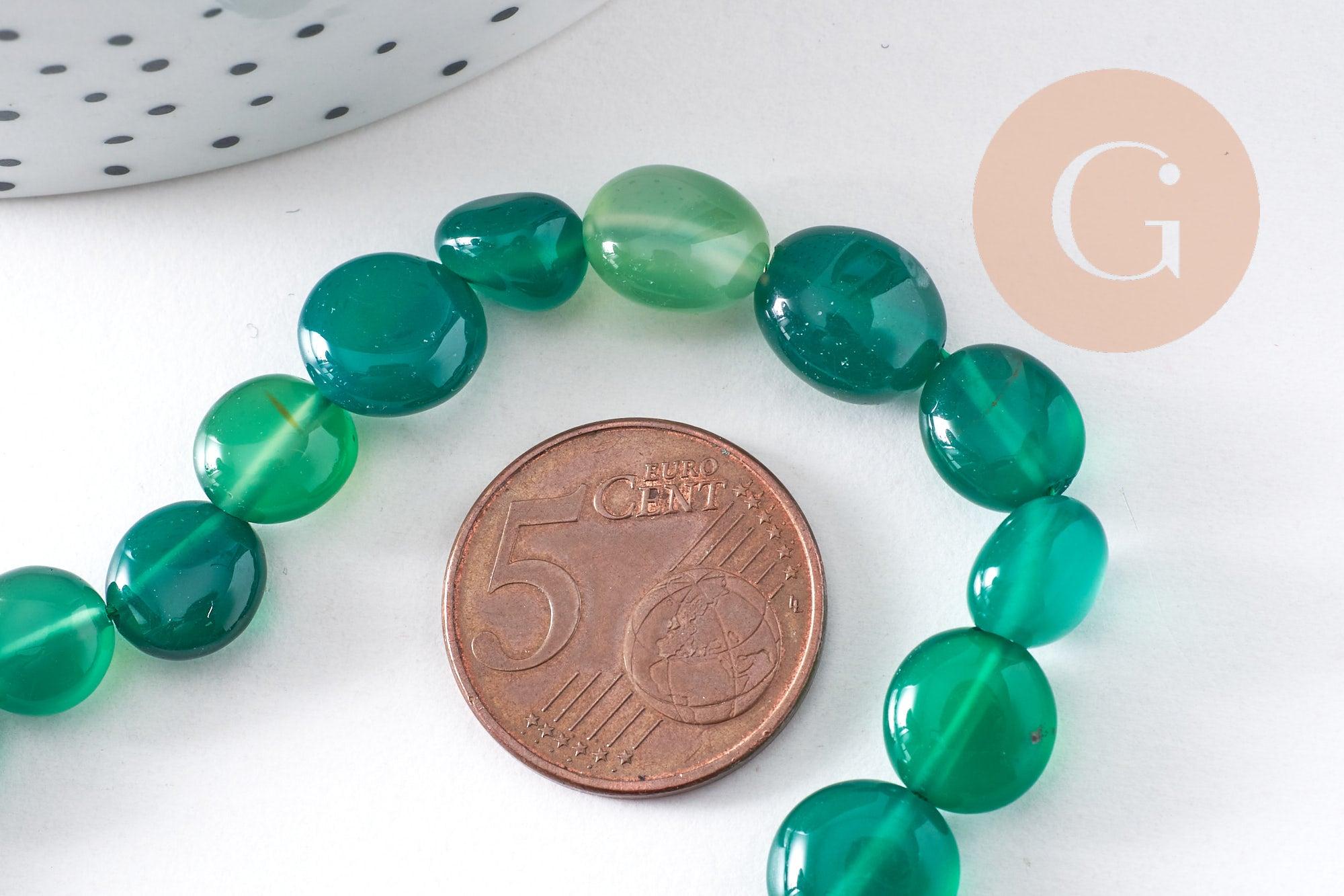 Perle agate nuggets verte, perle agate pierre naturelle,perle pour bijou pierre,10-15mm,fil de 40cm (G3803)