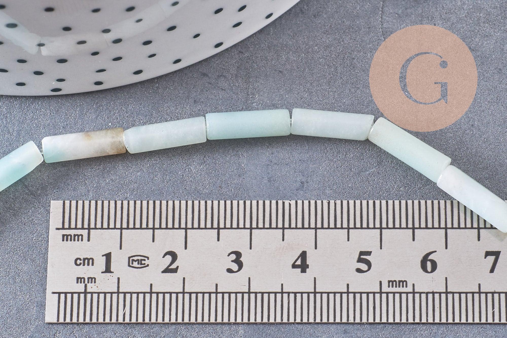 Perle amazonite naturelle 13mm tube, perle pierre x1 fil de 40cm (G5204)