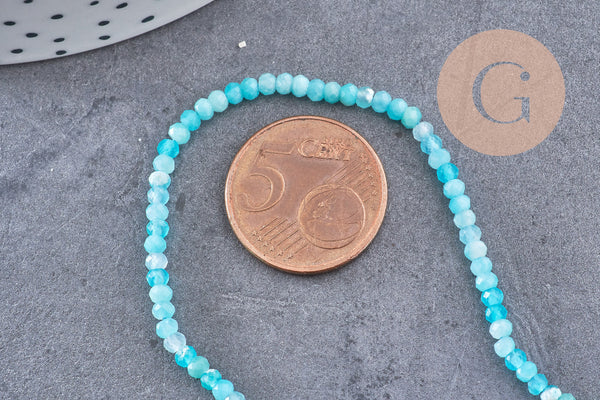 Perle amazonite naturelle abacus en pierre naturelle 3x2mm, x1 fil de 40cm (G5218)