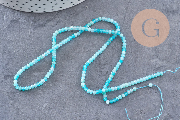 Perle amazonite naturelle abacus en pierre naturelle 3x2mm, x1 fil de 40cm (G5218)