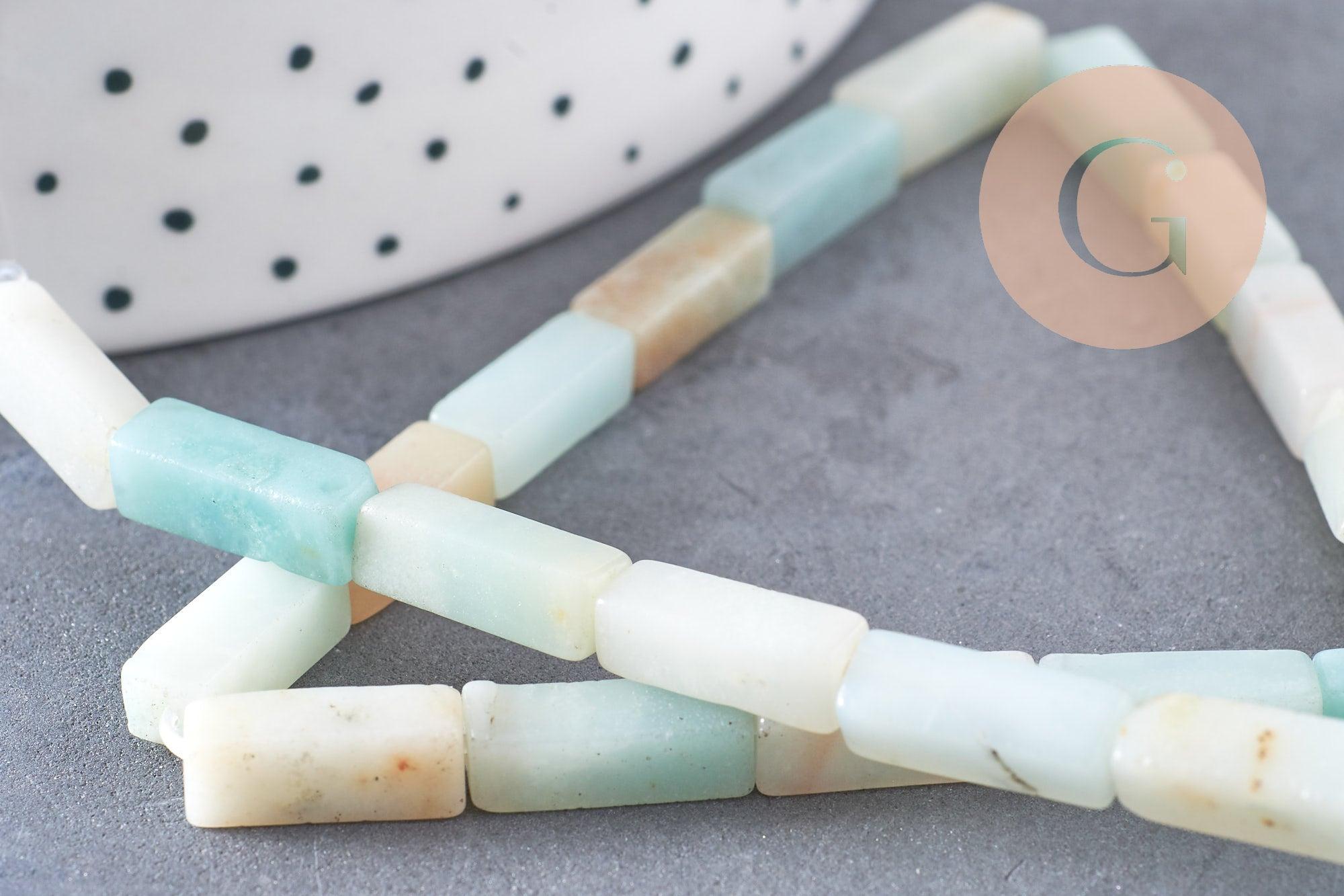 Perle amazonite rectangle verte, perle amazonite,pierre naturelle,amazonite naturelle,perle pierre,13mm,fil de 38cm x1 (G0205)