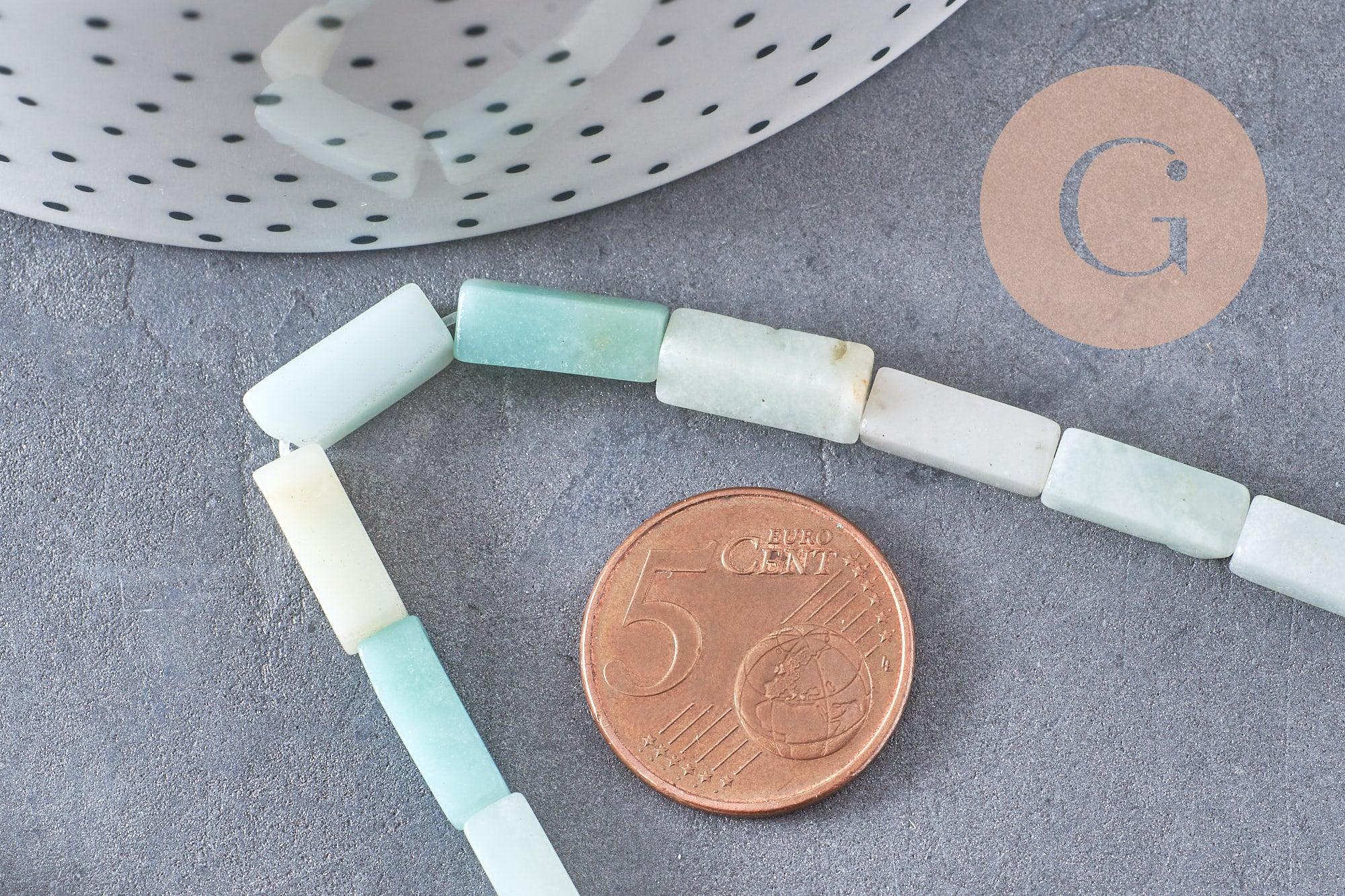 Perle amazonite rectangle verte, perle amazonite,pierre naturelle,amazonite naturelle,perle pierre,13mm,fil de 38cm x1 (G0205)