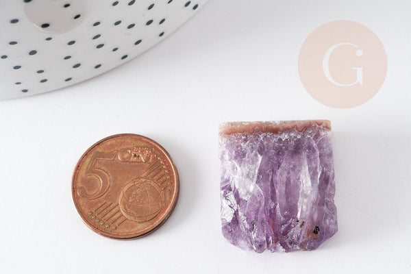 Perle améthyste brute violette,pendentif pierre, création bijoux pierre naturelle, 18-25mm, x1 (G3256)