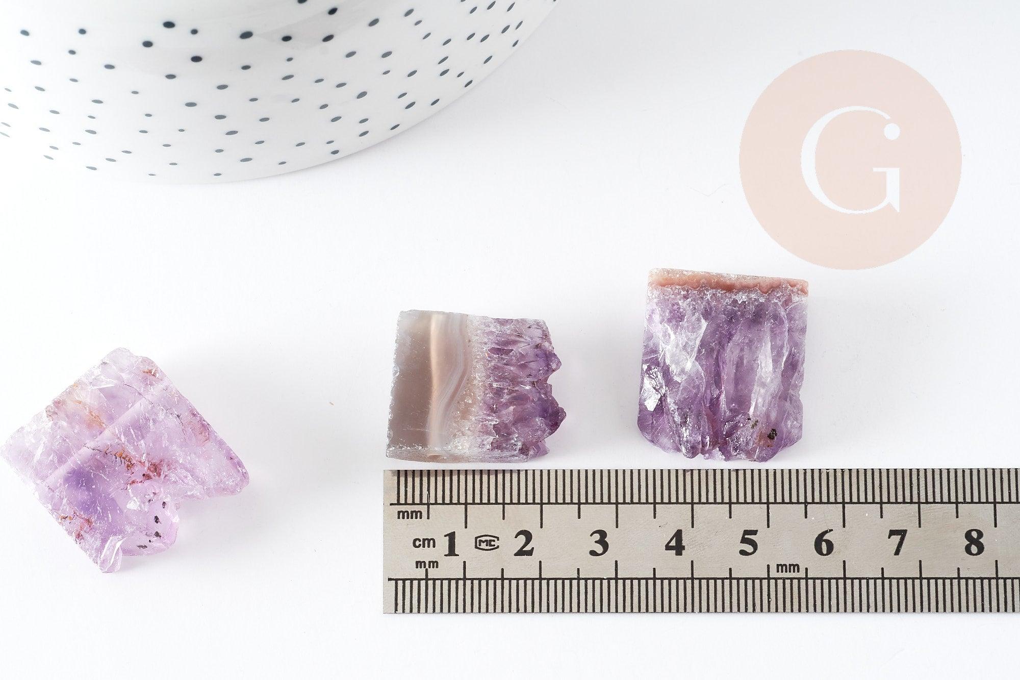 Perle améthyste brute violette,pendentif pierre, création bijoux pierre naturelle, 18-25mm, x1 (G3256)