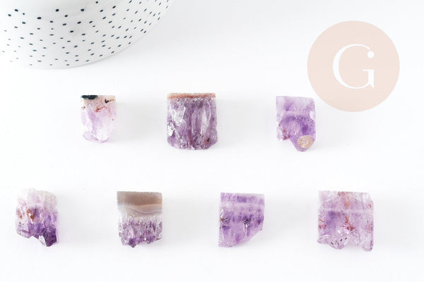 Perle améthyste brute violette,pendentif pierre, création bijoux pierre naturelle, 18-25mm, x1 (G3256)