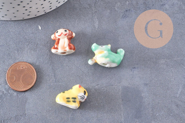 Perle animal porcelaine artisanale 13-19mm, x1 (G10243)