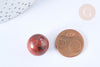 Perle boule jaspe rouge naturel 16mm, jaspe rouge roulé, séance lithothérapie, x1 (G7895)