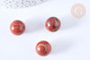Perle boule jaspe rouge naturel 16mm, jaspe rouge roulé, séance lithothérapie, x1 (G7895)