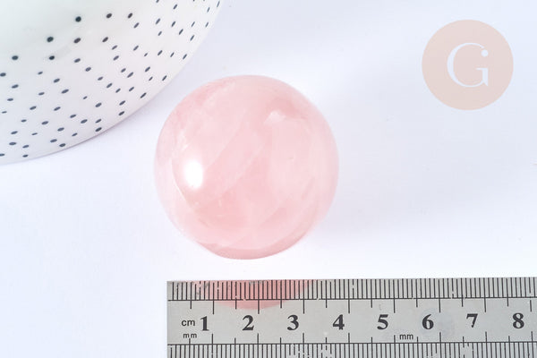 Perle boule quartz rose naturel 16mm, quartz rose roulé, séance lithothérapie, x1 (G7837)