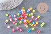 Perle carré Lettre Alphabet plastique multicolore translucide plastique,création bracelet mots,6mm, x 10Gr (G3068)