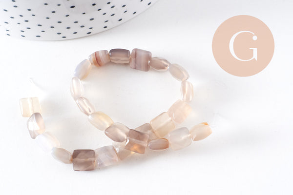 Perle carré agate grise naturelle 8-8.5mm,bijou pierre naturelle,agate naturel,perle pierre,x1 fil de 20-25 perles (G5878)