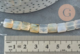 Perle carrée agate blanche naturelle 8-8.5mm,bijou pierre naturelle,le fil de 20cm, x1 (G5880)