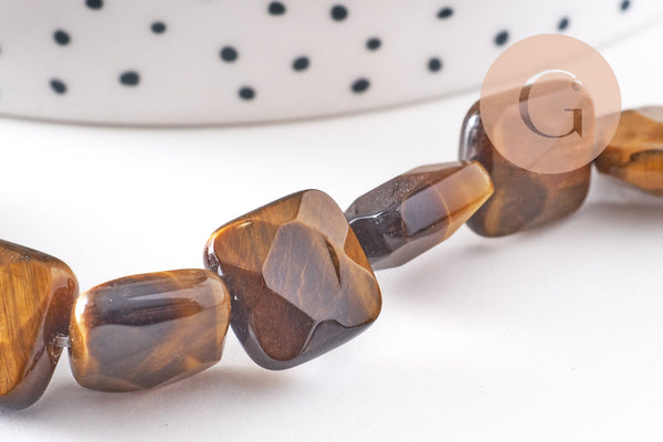 Perle carrée oeil de tigre naturel 12mm,pierre naturelle, oeil de tigre naturel, perle pierre, 20cm x1 (G5882)