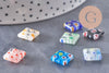 Perle carrée verre millefiori, perle verre,verre artisanal, perle bijou été, 10mm, x5 (G2614)