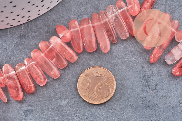 Perle cherry quartz, fournitures créatives,perle pierre,quartz Naturel, pierre précieuse,pierre naturelle,13-22mm fil de 60 perles, x1 (G1222)