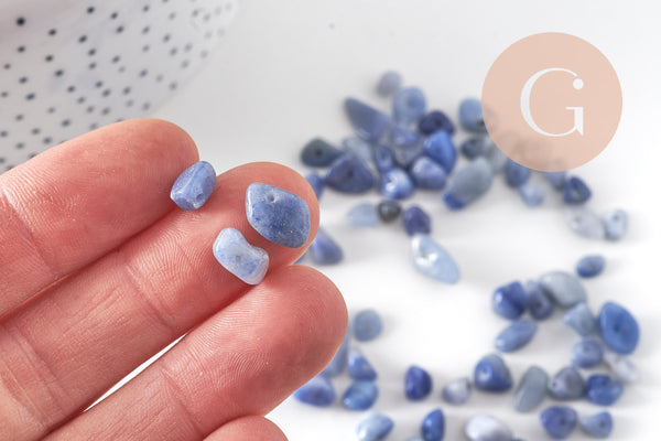 Perle chips bleue aventurine naturelle 5-11mm, x55g (G11027)