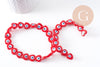 Perle coeur Mauvais Oeil verre rouge 12mm, x1 fil de 35cm (G10393)