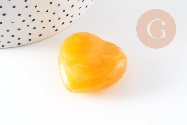 Perle coeur XXL acrylique imitation pierre 35x37mm, x1 (G10570)