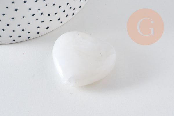 Perle coeur XXL acrylique imitation pierre 35x37mm, x1 (G10570)