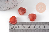 Perle coeur acrylique imitation ambre marron 15mm, x10 (G10999)