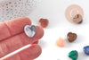 Perle coeur acrylique imitation pierre multicolore 14mm, x10 (G10990)