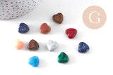 Perle coeur acrylique imitation pierre multicolore 14mm, x10 (G10990)