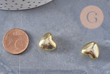 Perle coeur bombé plastique doré 13x15mm, x10 (G10968)