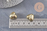 Perle coeur bombé plastique doré 13x15mm, x10 (G10968)