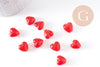Perle coeur en verre rouge artisanal façon Murano 12mm, x10 (G10389)