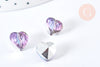 Perle cœur facetté en cristal violet 10mm, x5 (G7098)