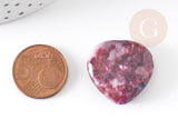 Perle coeur jadeite naturelle violette 25mm, x5 (G1833)