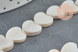 Perle coeur nacre blanche naturelle 10mm , x1 fil de 40cm (G5849)