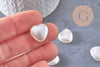 Perle coeur plastique blanc nacré 15mm, x10 (G10404)